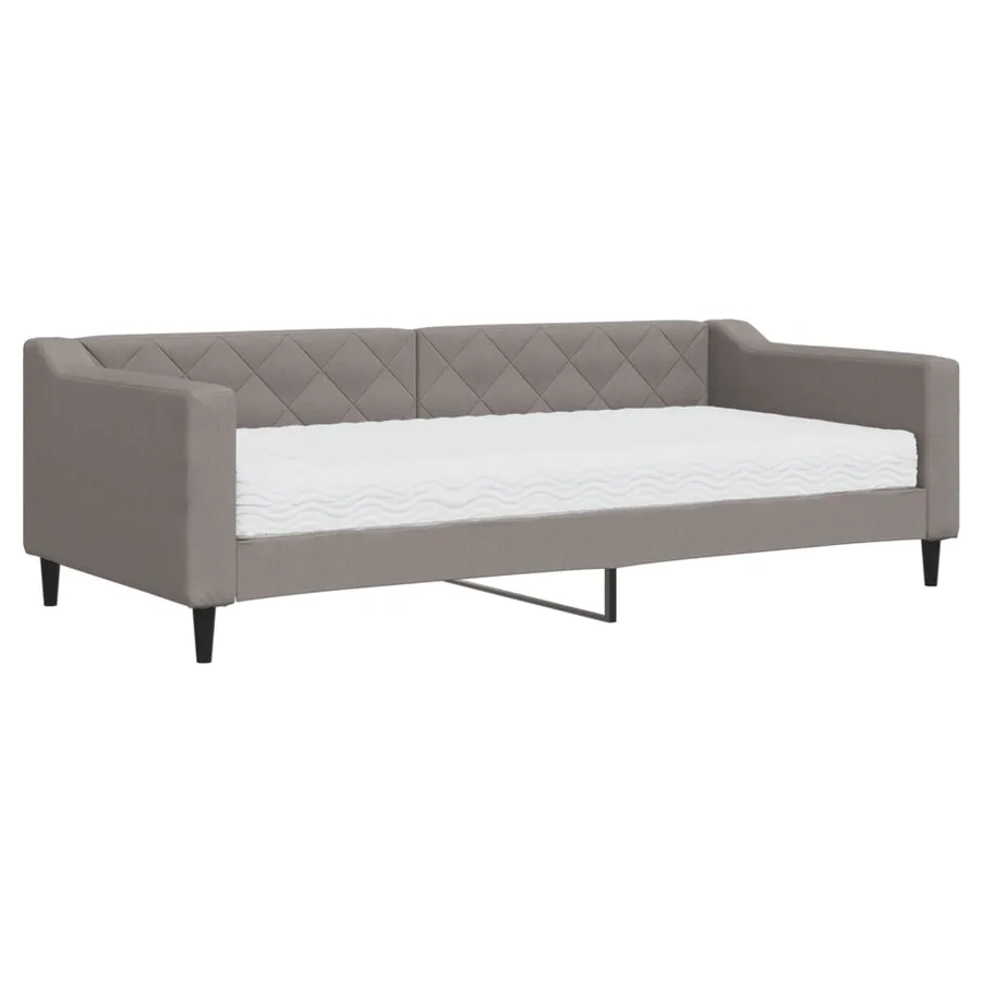 Lit de jour avec matelas taupe 90x200 cm tissu - 2