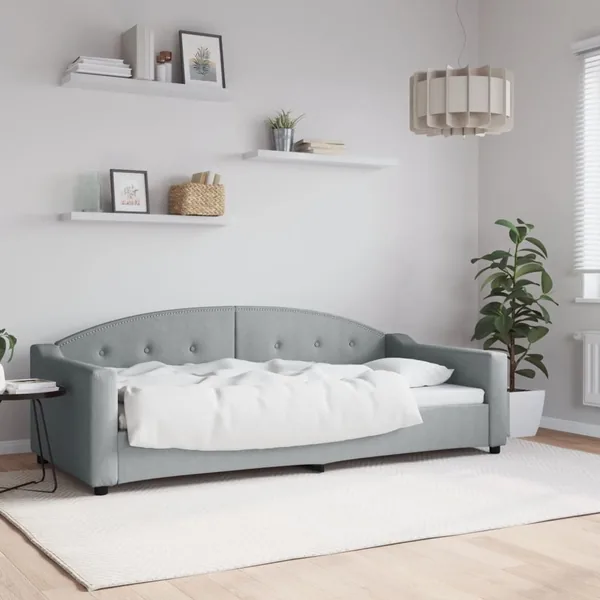 Lit de repos sans matelas gris clair 90x200 cm tissu