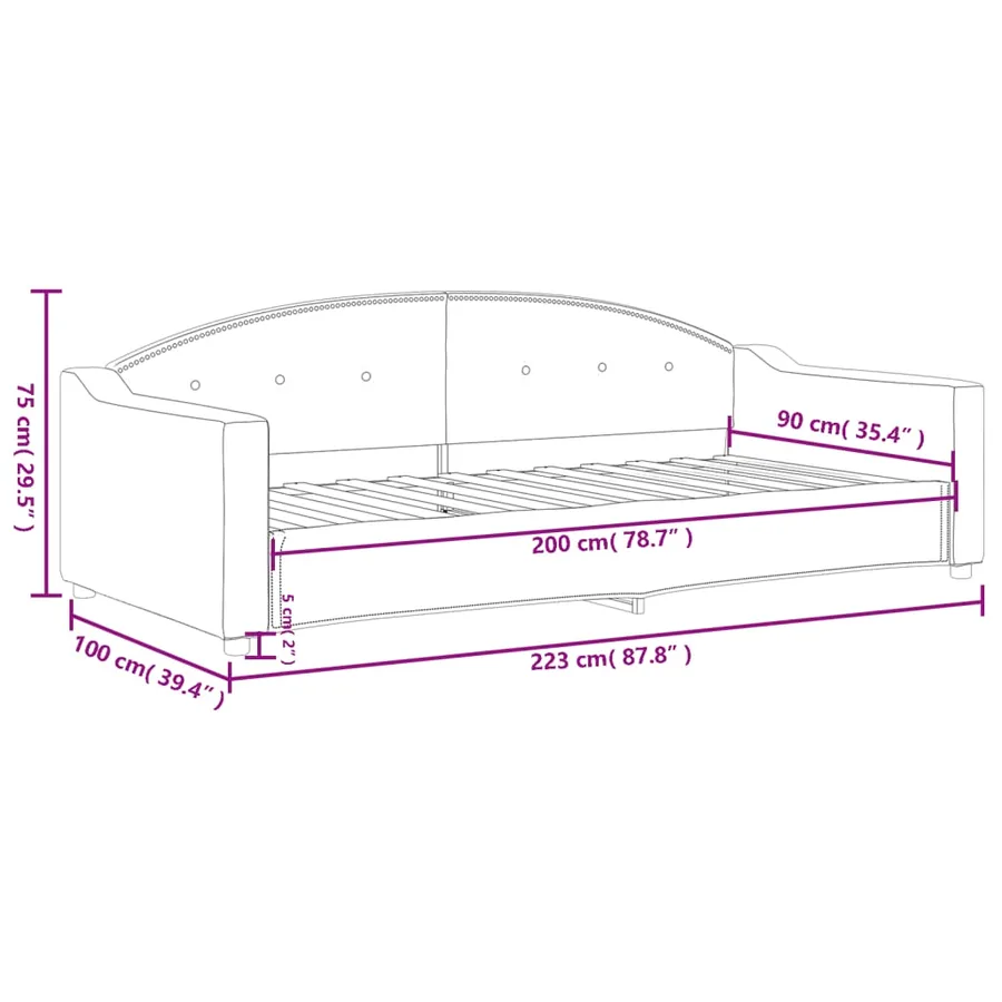 Lit de repos sans matelas gris clair 90x200 cm tissu - 8