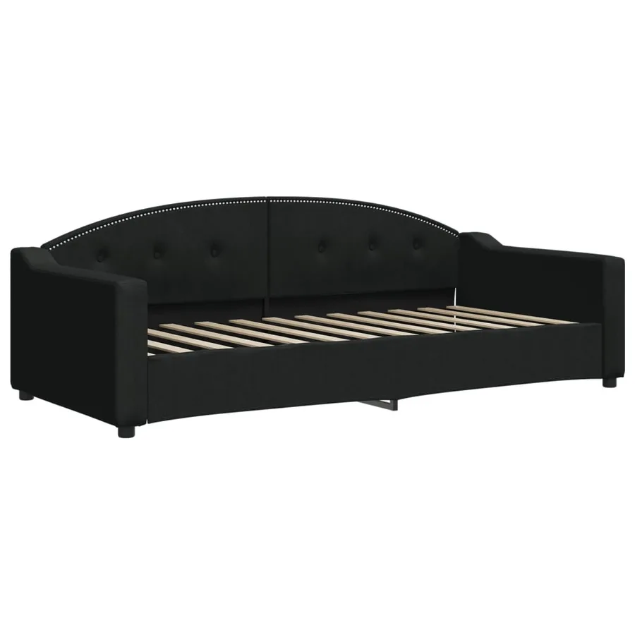 Lit de jour avec matelas noir 90x200 cm tissu - 3