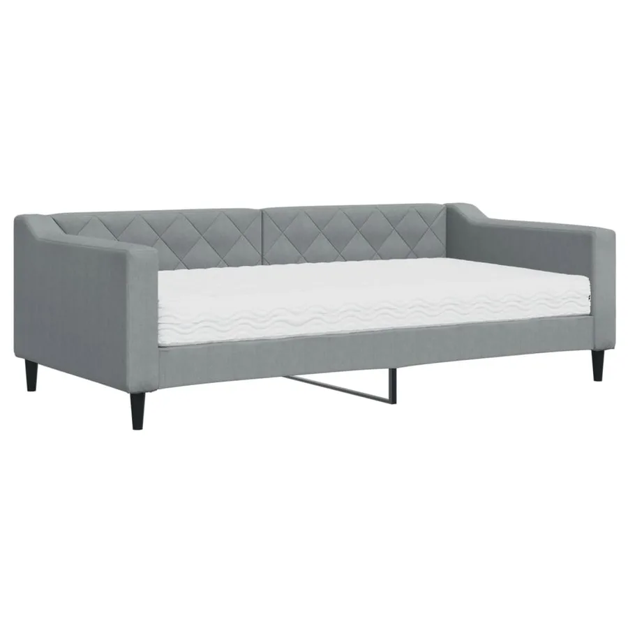 Lit de jour avec matelas gris clair 90x190 cm tissu - 2