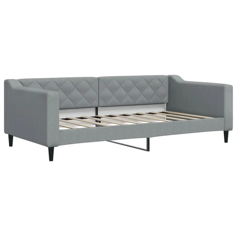 Lit de jour avec matelas gris clair 90x190 cm tissu - 3