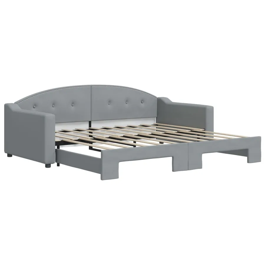 Lit de jour avec lit gigogne gris clair 90x190 cm tissu - 2