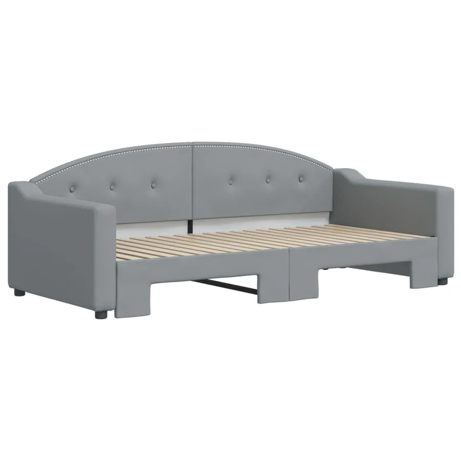 Lit de jour avec lit gigogne gris clair 90x190 cm tissu - 3