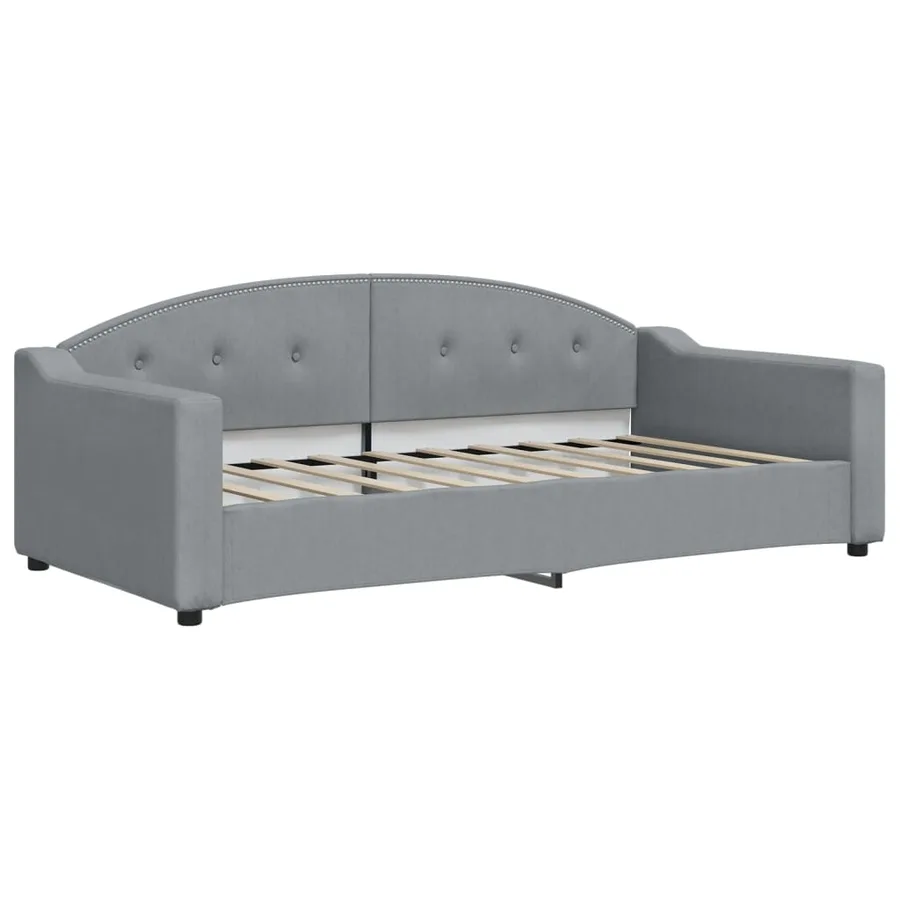 Lit de jour avec lit gigogne gris clair 90x190 cm tissu - 6