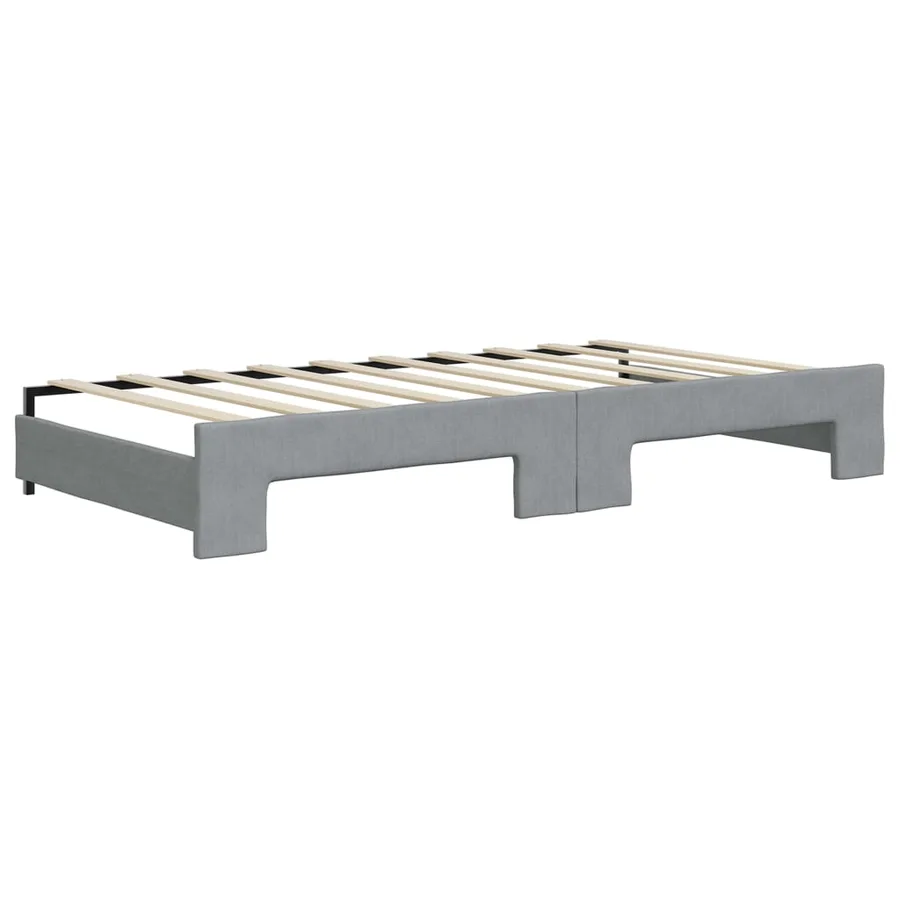 Lit de jour avec lit gigogne gris clair 90x190 cm tissu - 8