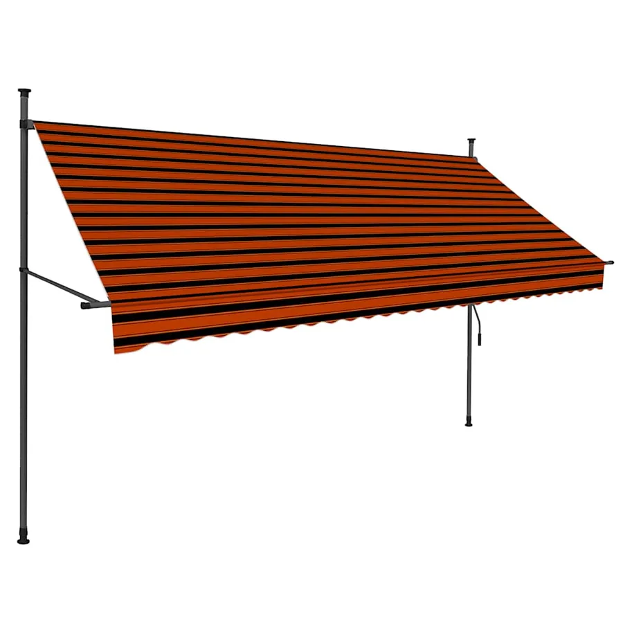 Auvent manuel rétractable avec LED 300 cm Orange et marron - 2