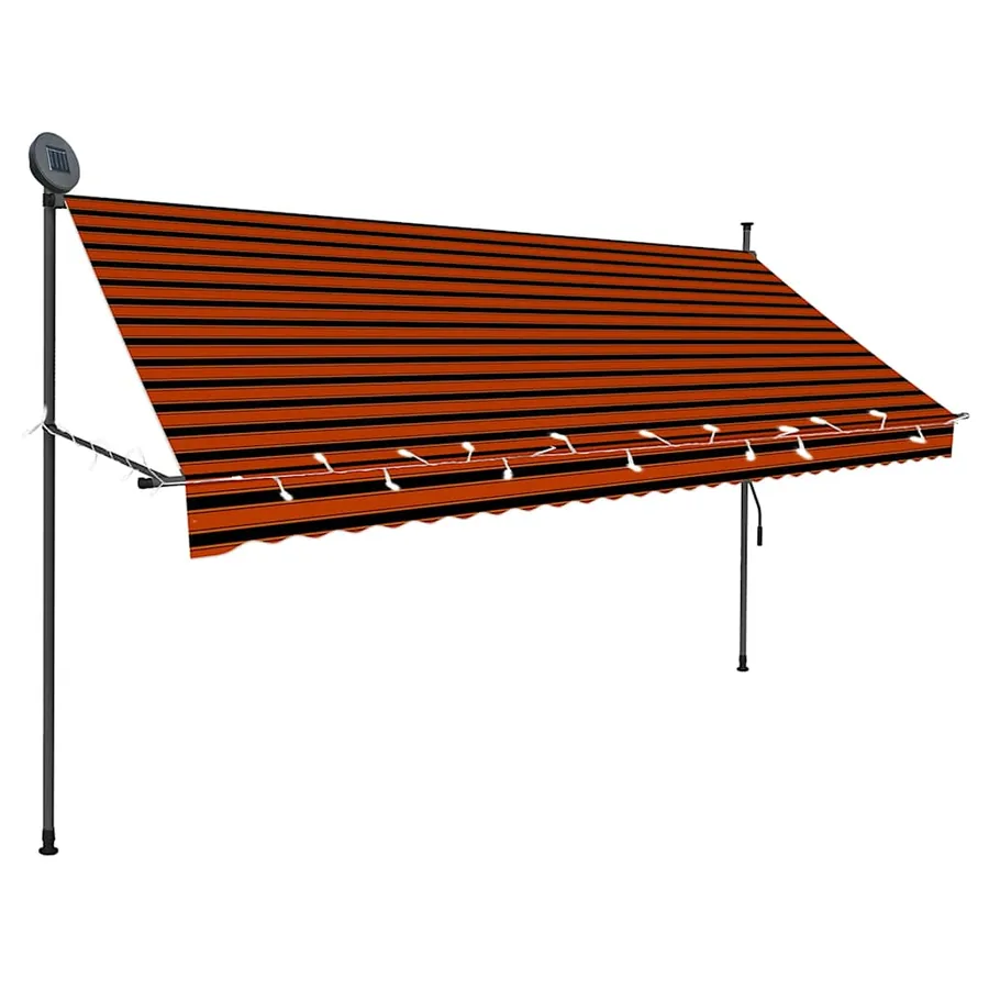 Auvent manuel rétractable avec LED 300 cm Orange et marron - 3
