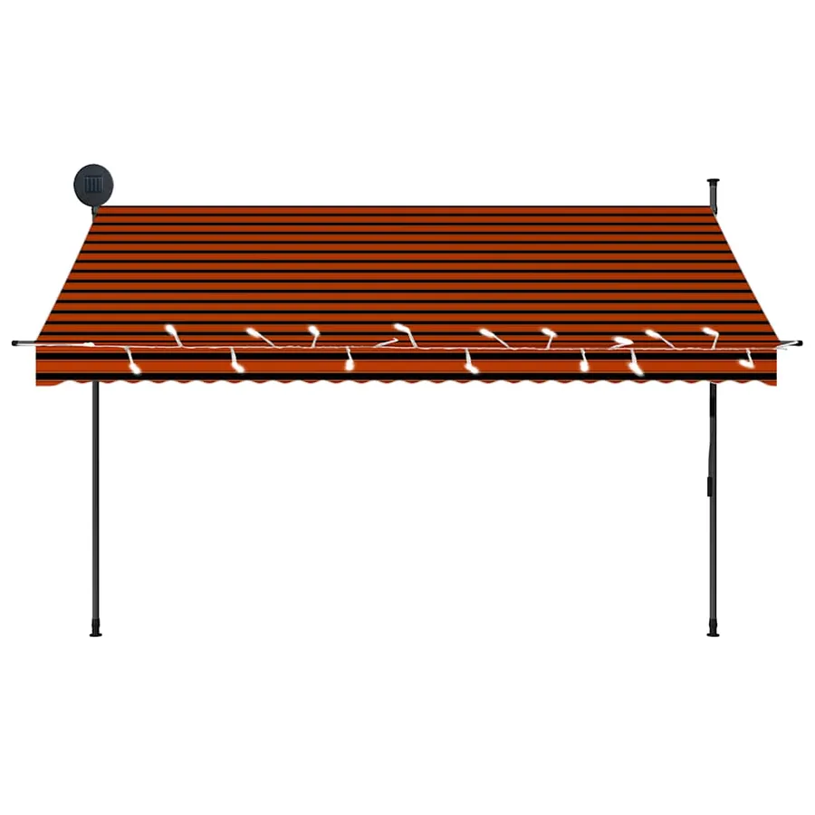 Auvent manuel rétractable avec LED 300 cm Orange et marron - 5