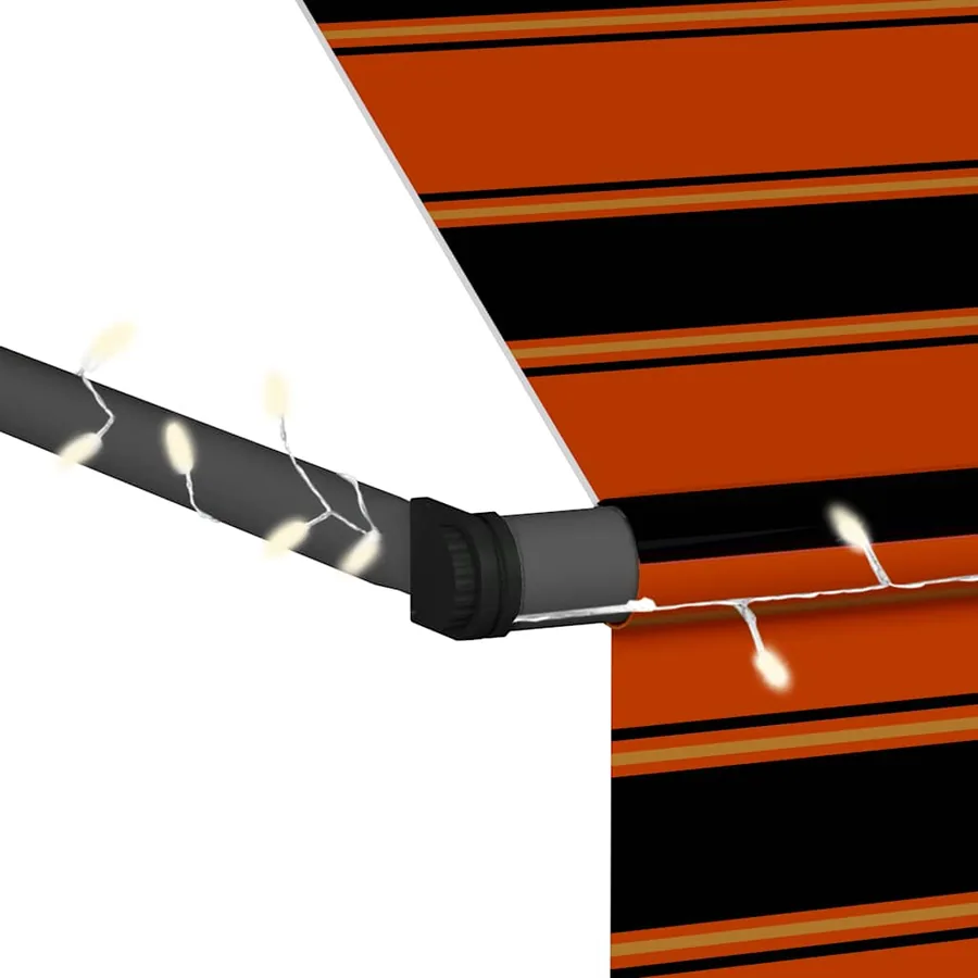 Auvent manuel rétractable avec LED 300 cm Orange et marron - 7