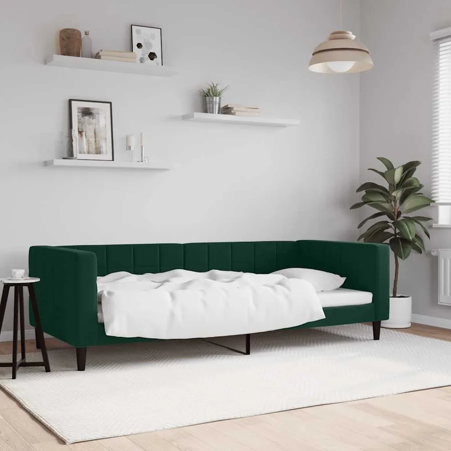 Lit de repos sans matelas vert foncé 90x200 cm velours
