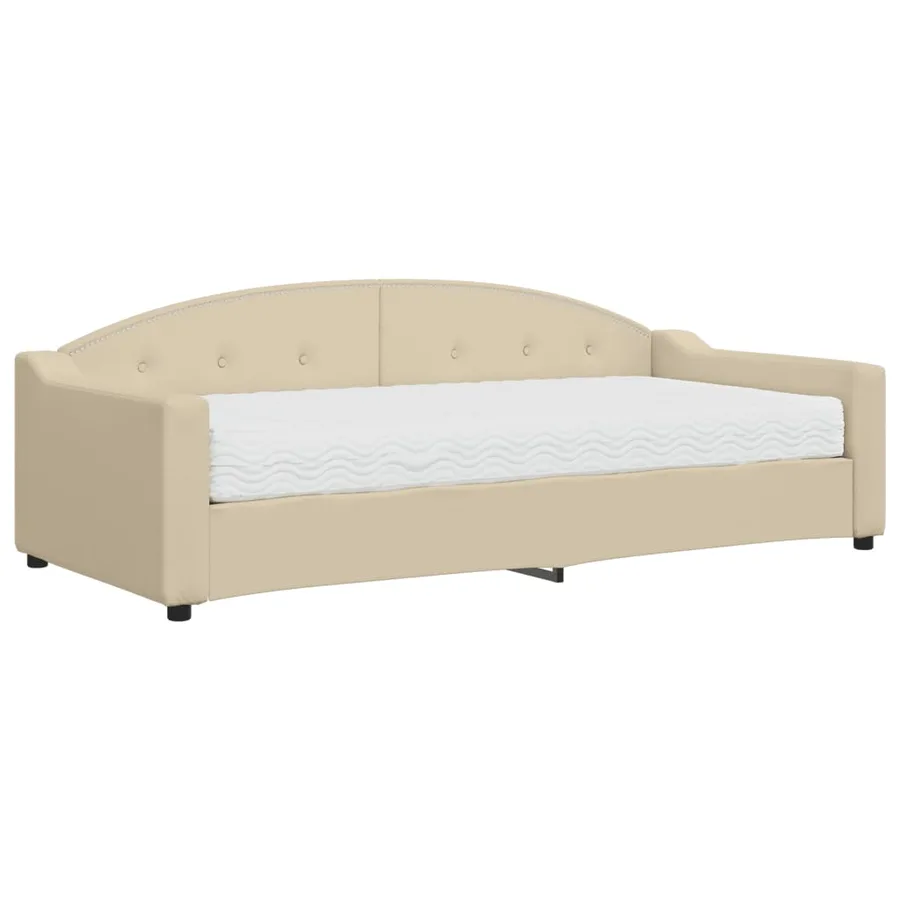 Lit de jour avec matelas crème 90x200 cm tissu - 2