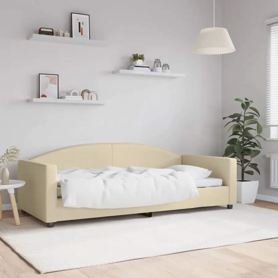 Lit de repos sans matelas crème 90x200 cm tissu