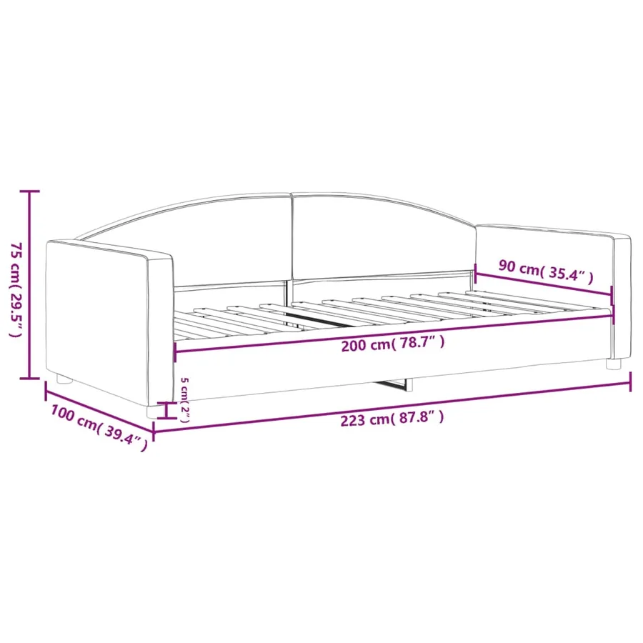 Lit de repos sans matelas crème 90x200 cm tissu - 8