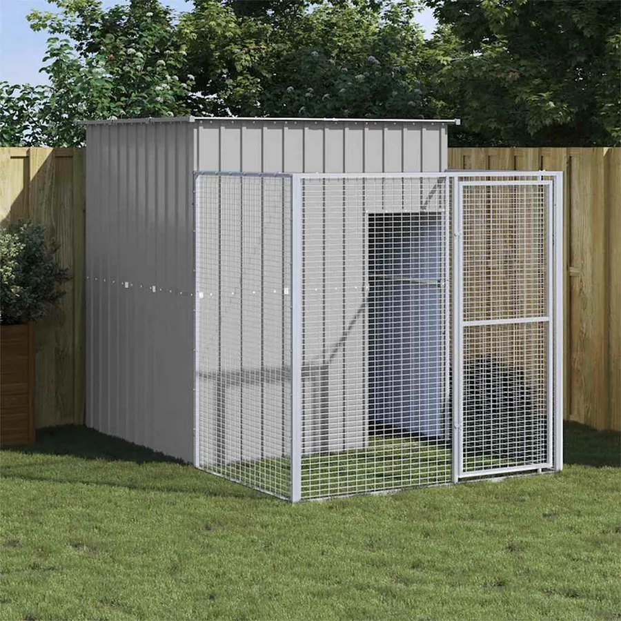 Niche pour chien avec cour gris clair 165x251x181 cm