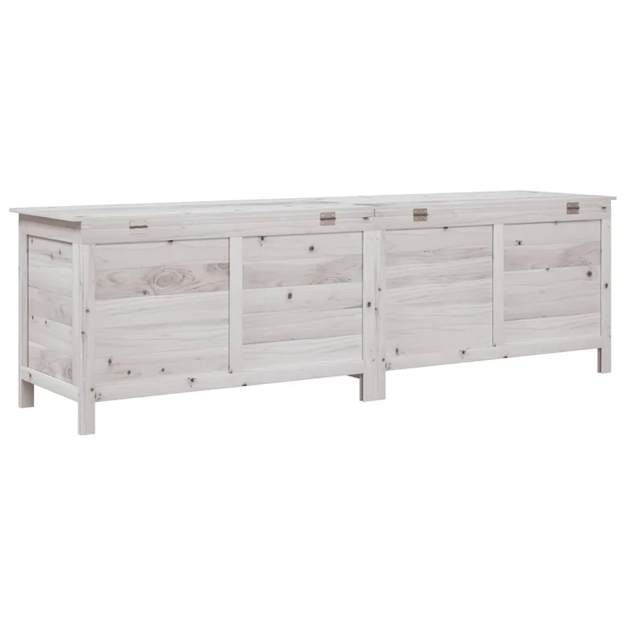 Boîte de rangement de jardin blanc bois massif de sapin - 6