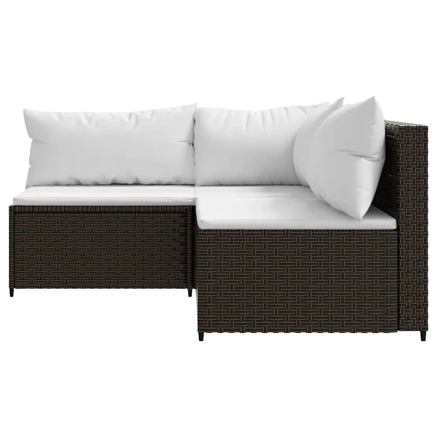 Salon de jardin 3 pcs avec coussins marron résine tressée - 3