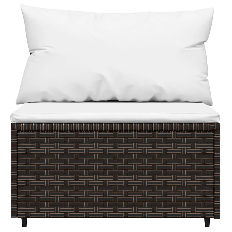 Salon de jardin 3 pcs avec coussins marron résine tressée - 6