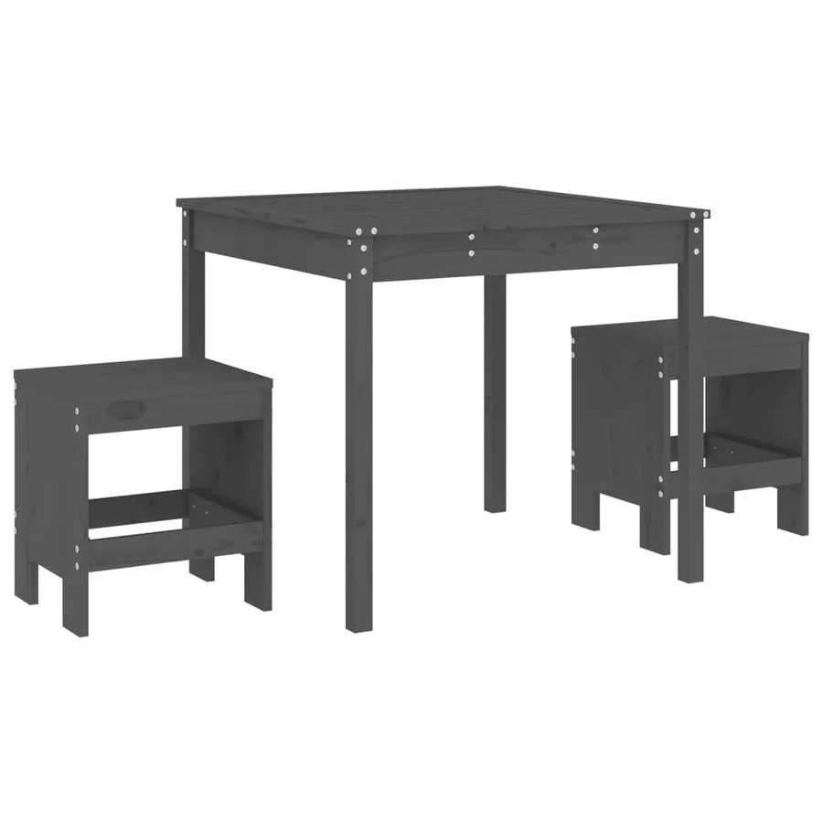 Ensemble de bistrot de jardin 3 pcs gris bois de pin massif - 2