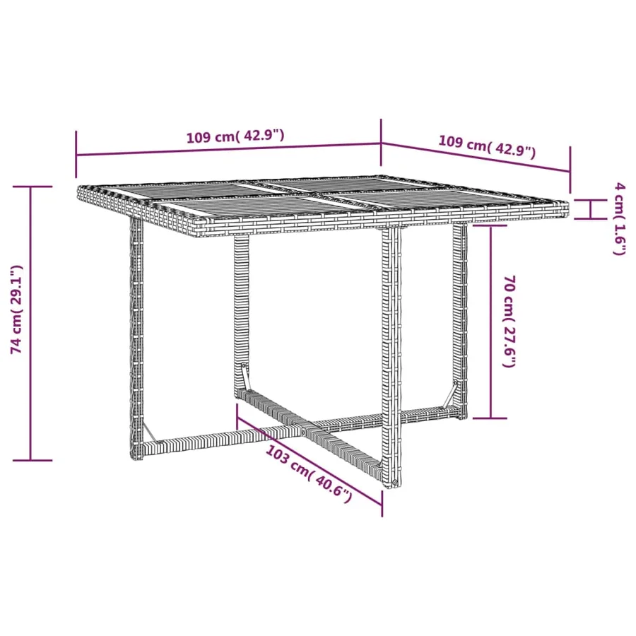 Ensemble à manger d'extérieur 9 pcs résine tressée et acacia - 11