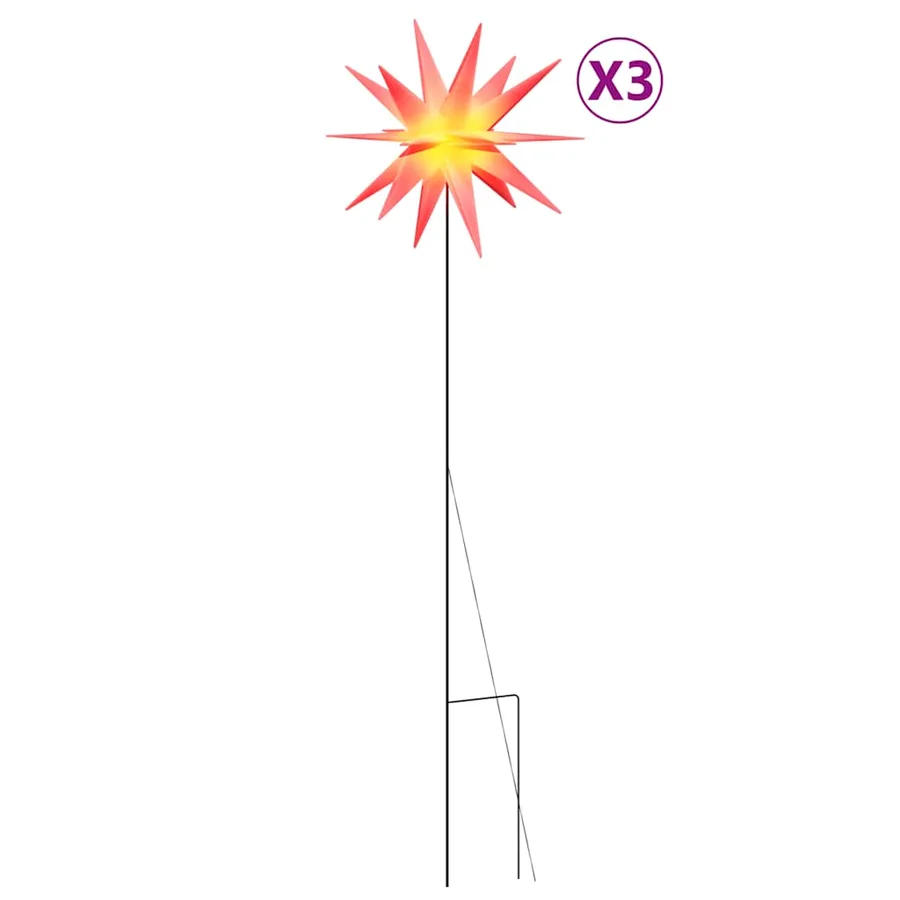 Lumières de Noël avec piquets 3 pcs LED pliable rouge 35 cm - 2