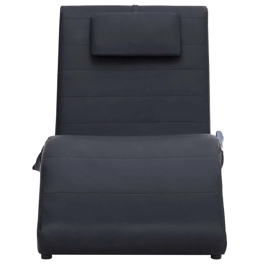 Chaise longue de massage avec oreiller Noir Similicuir - 3