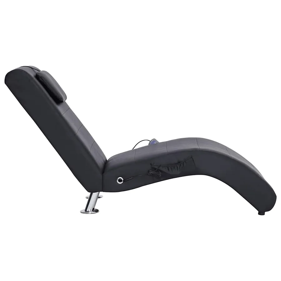 Chaise longue de massage avec oreiller Noir Similicuir - 4