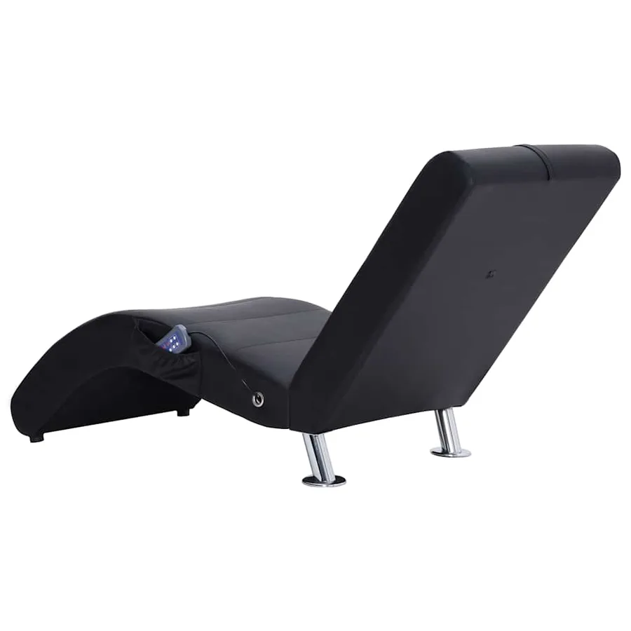 Chaise longue de massage avec oreiller Noir Similicuir - 5
