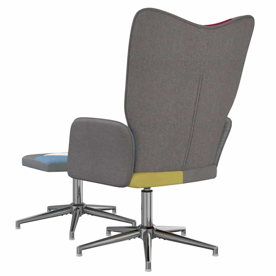 Chaise de relaxation avec tabouret Patchwork Tissu - 5