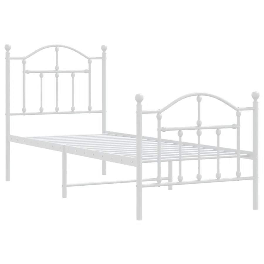 Cadre de lit métal sans matelas avec pied de lit blanc 75x190cm - 3