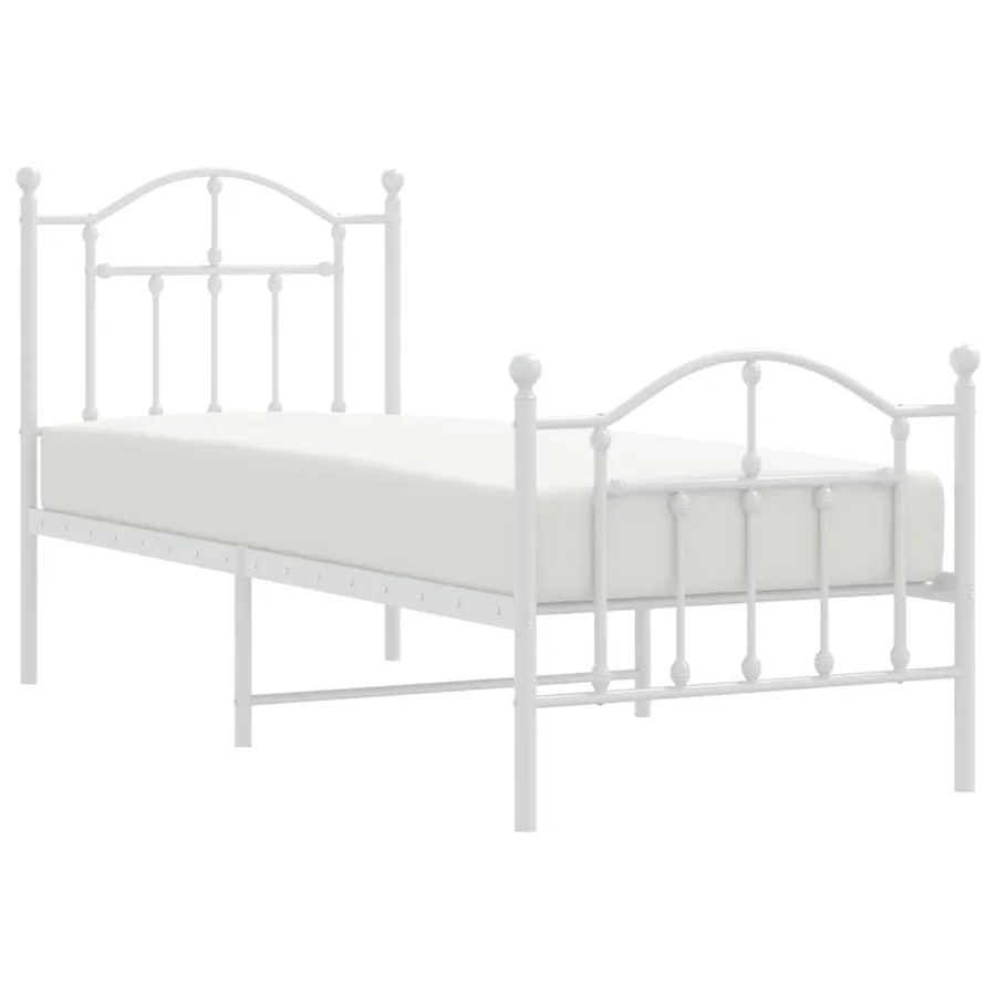 Cadre de lit métal sans matelas avec pied de lit blanc 75x190cm - 4