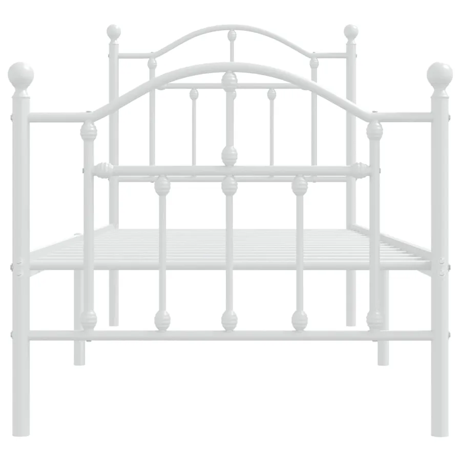 Cadre de lit métal sans matelas avec pied de lit blanc 75x190cm - 5