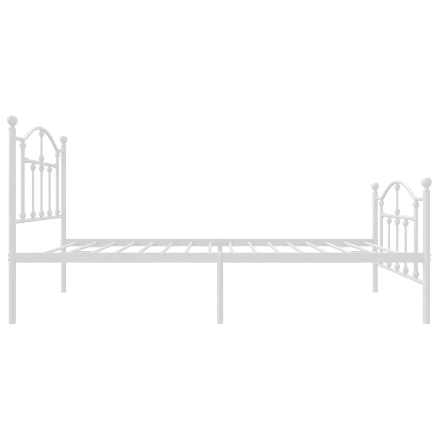 Cadre de lit métal sans matelas avec pied de lit blanc 75x190cm - 6