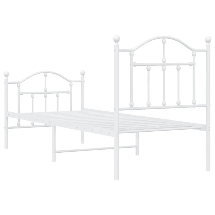 Cadre de lit métal sans matelas avec pied de lit blanc 75x190cm - 7