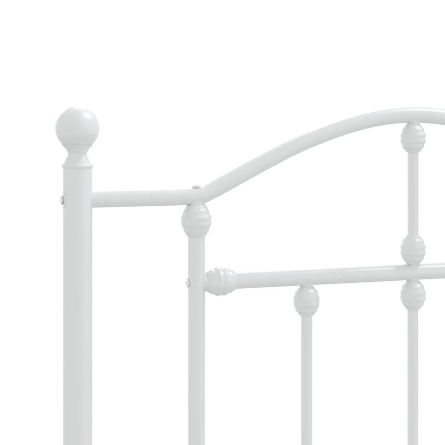 Cadre de lit métal sans matelas avec pied de lit blanc 75x190cm - 8