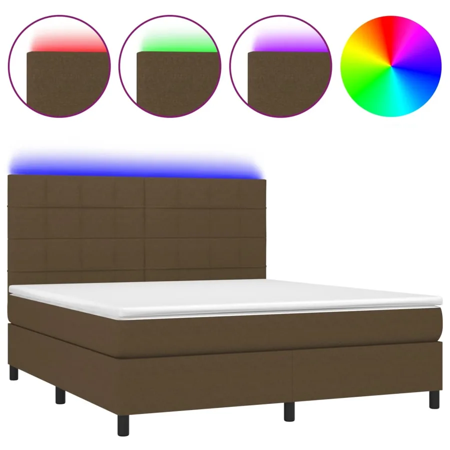 Sommier à lattes de lit matelas et LED Marron foncé 180x200cm - 2