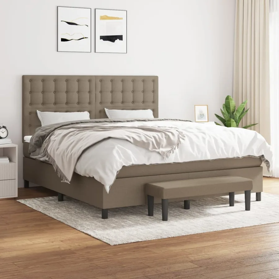 Sommier à lattes de lit avec matelas Taupe 180x200 cm Tissu