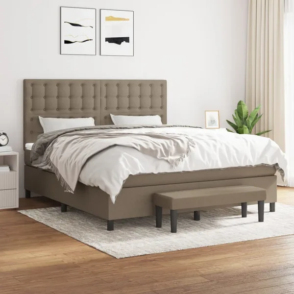 Sommier à lattes de lit avec matelas Taupe 180x200 cm Tissu