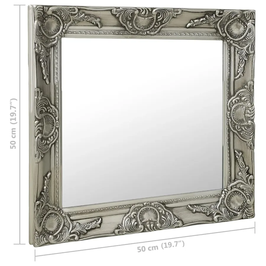 Miroir mural style baroque 50x50 cm Argenté - 6