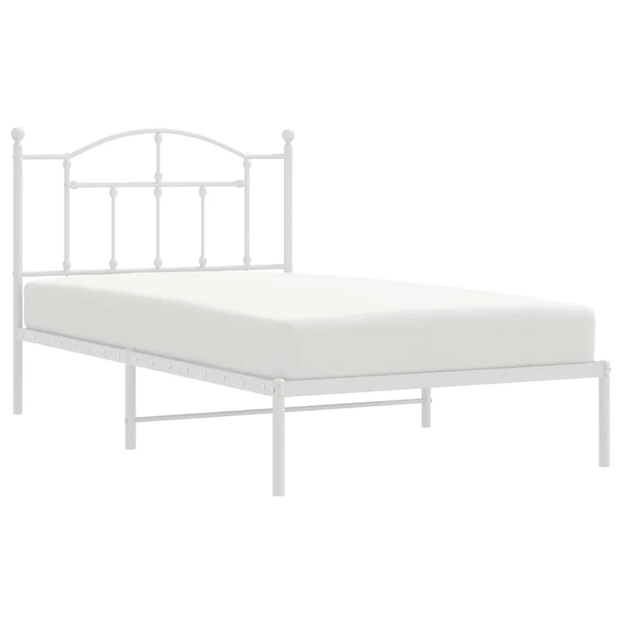 Cadre de lit métal sans matelas et tête de lit blanc 100x190 cm - 5