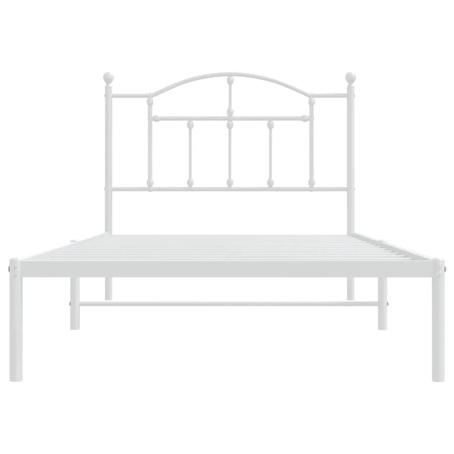 Cadre de lit métal sans matelas et tête de lit blanc 100x190 cm - 6
