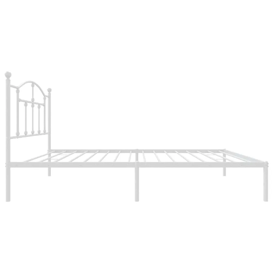 Cadre de lit métal sans matelas et tête de lit blanc 100x190 cm - 7