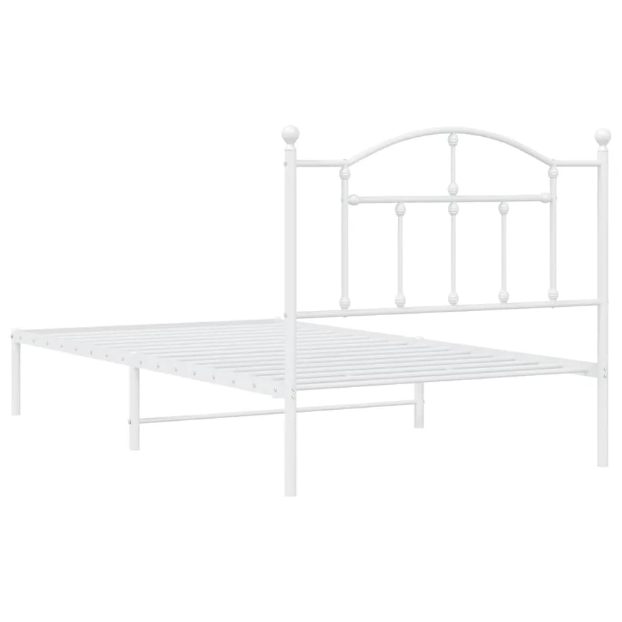 Cadre de lit métal sans matelas et tête de lit blanc 100x190 cm - 8