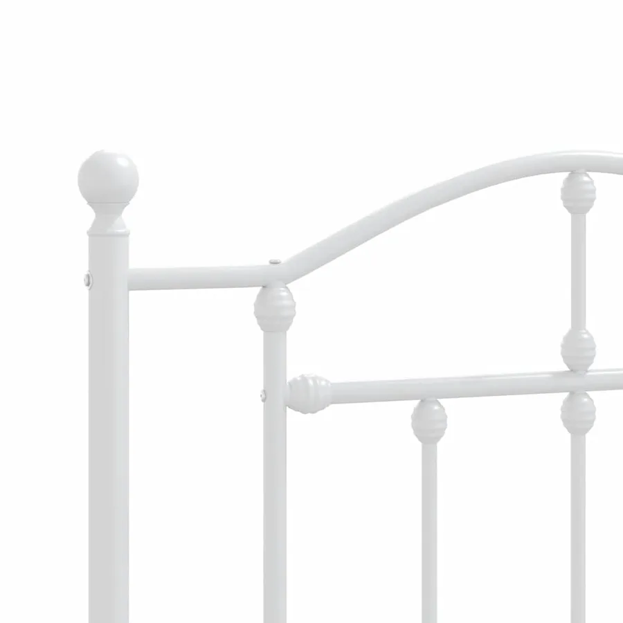 Cadre de lit métal sans matelas et tête de lit blanc 100x190 cm - 9