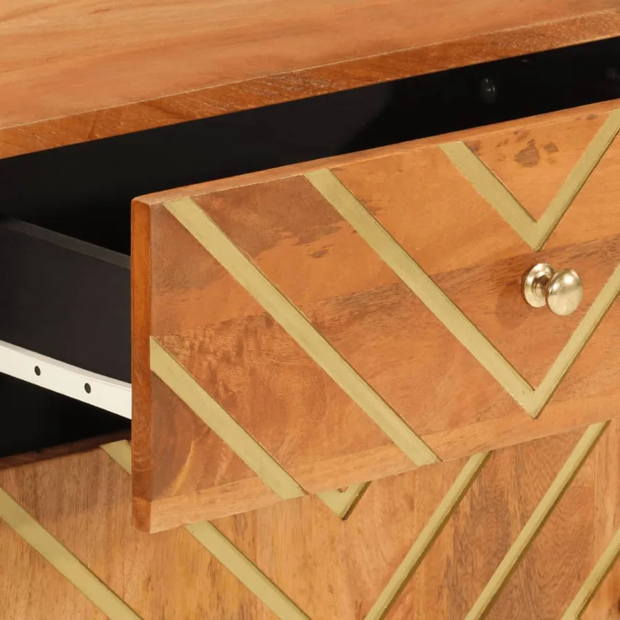 Table de chevet marron et noir 50x33x60 cm bois manguier solide - 10