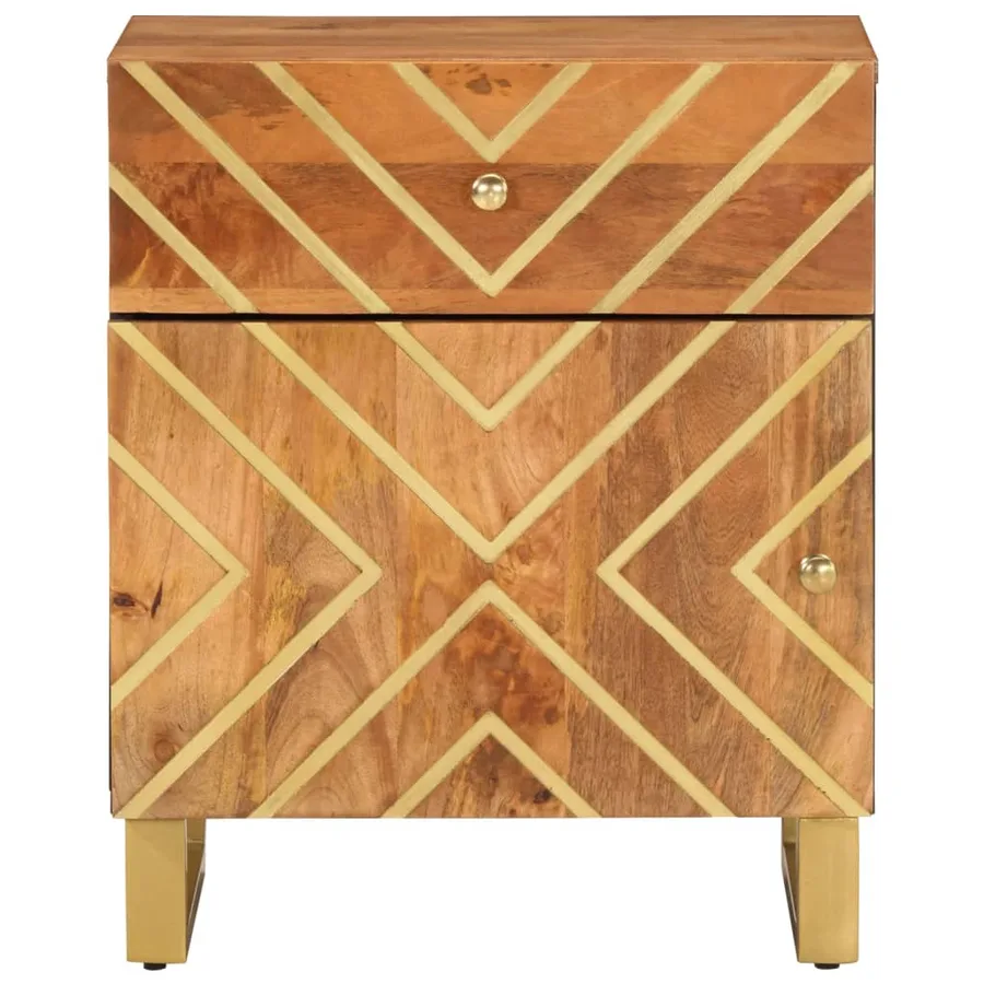 Table de chevet marron et noir 50x33x60 cm bois manguier solide - 4