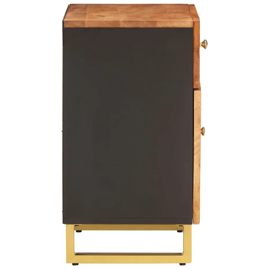 Table de chevet marron et noir 50x33x60 cm bois manguier solide - 5