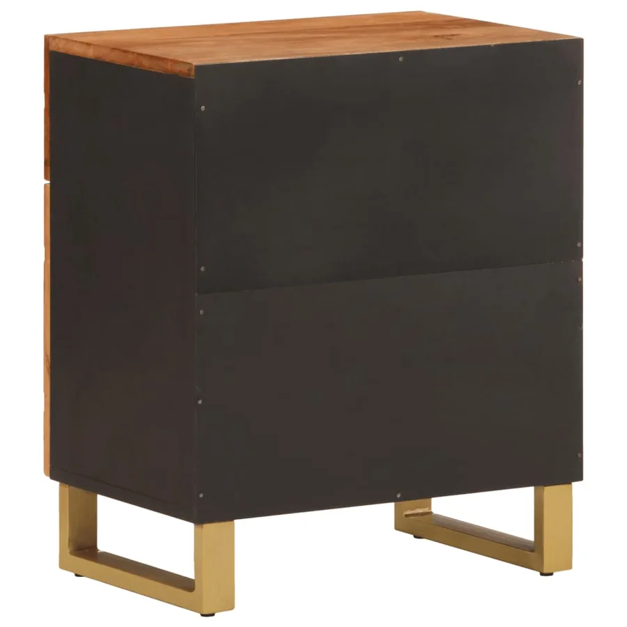 Table de chevet marron et noir 50x33x60 cm bois manguier solide - 6