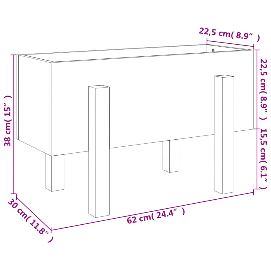 Jardinière 62x30x38 cm bois massif douglas - 9
