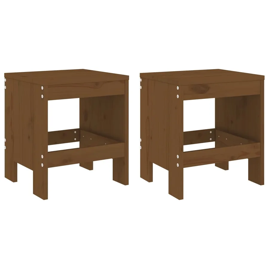 Tabourets de jardin lot de 2 marron miel 40x36x45 cm pin massif - 2